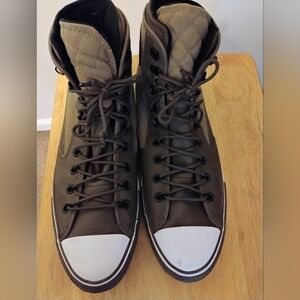 Converse High-Top Sneakers in Brown and White